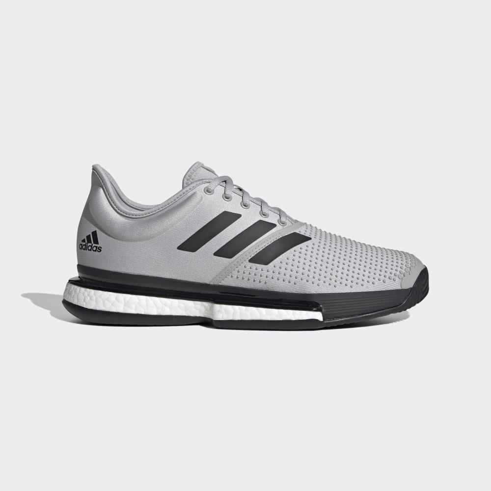 Adidas SoleCourt Parley Hrvatska - Muške Tenisice Za Tenis - Sive/Crne/Bijele (QEMKAR137)
